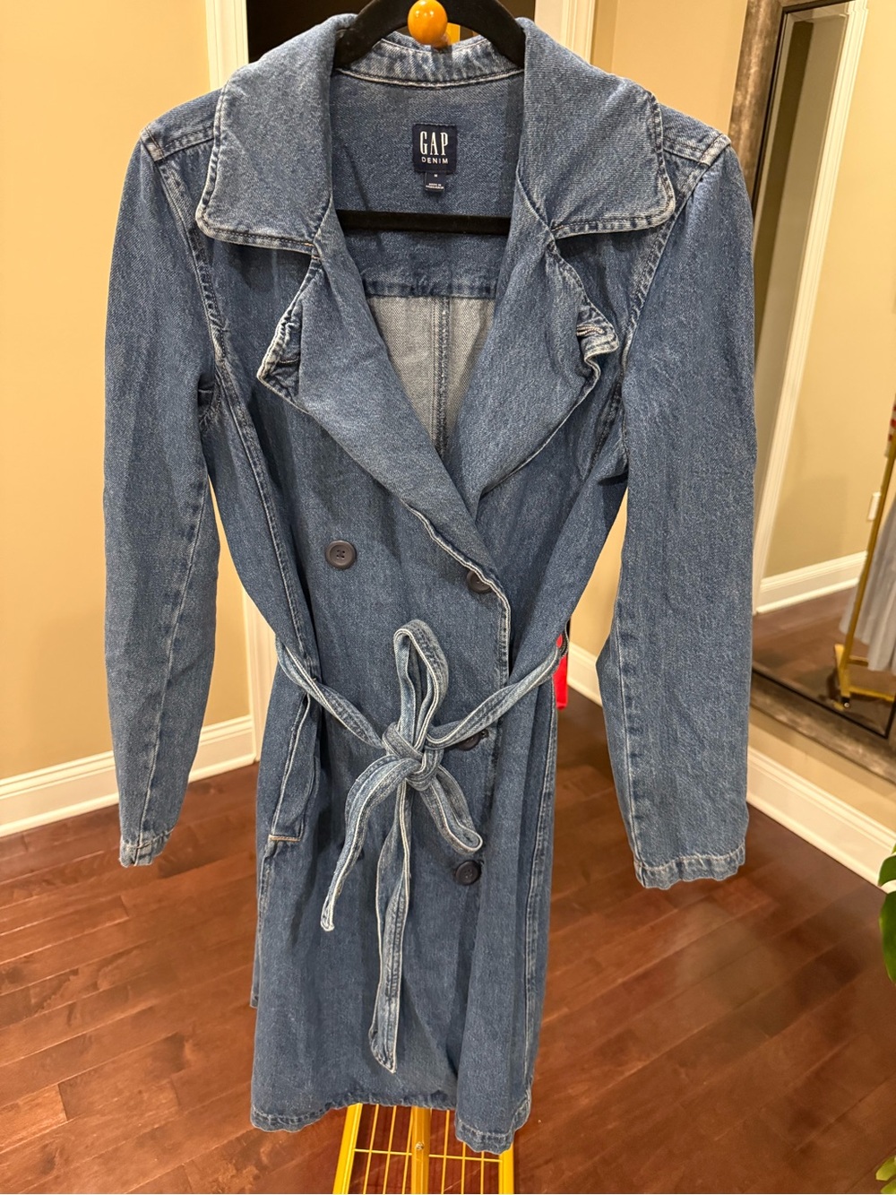 GAP Blue Denim Belted Jean Trench Coat